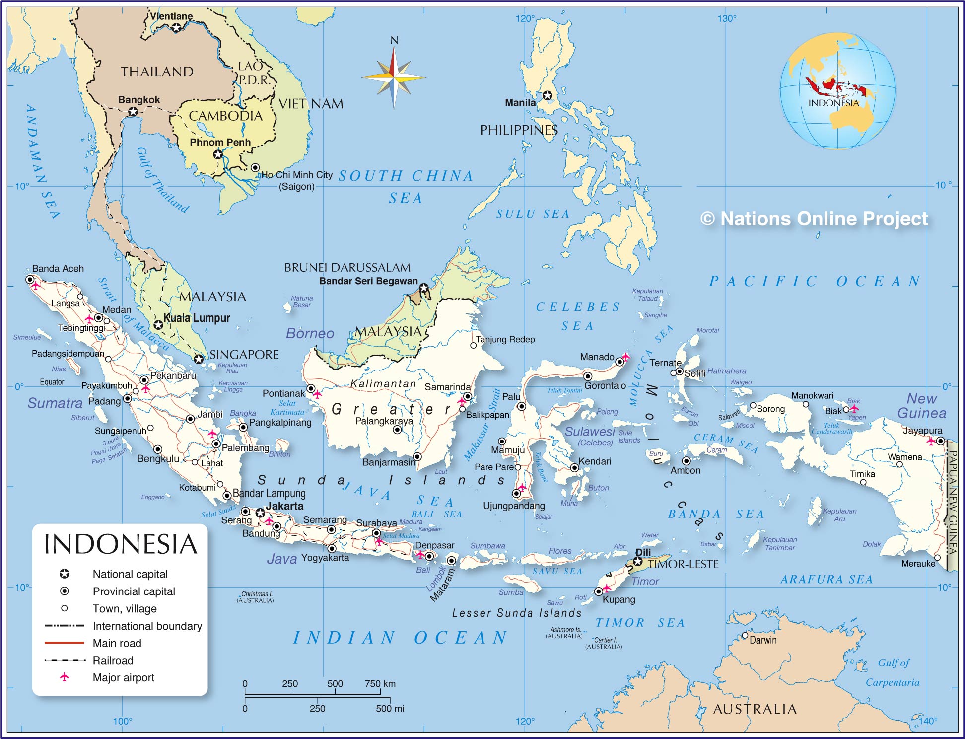 Map Indonesia and Surrounding Countries