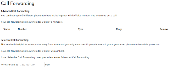 Xfinity Call Forwarding