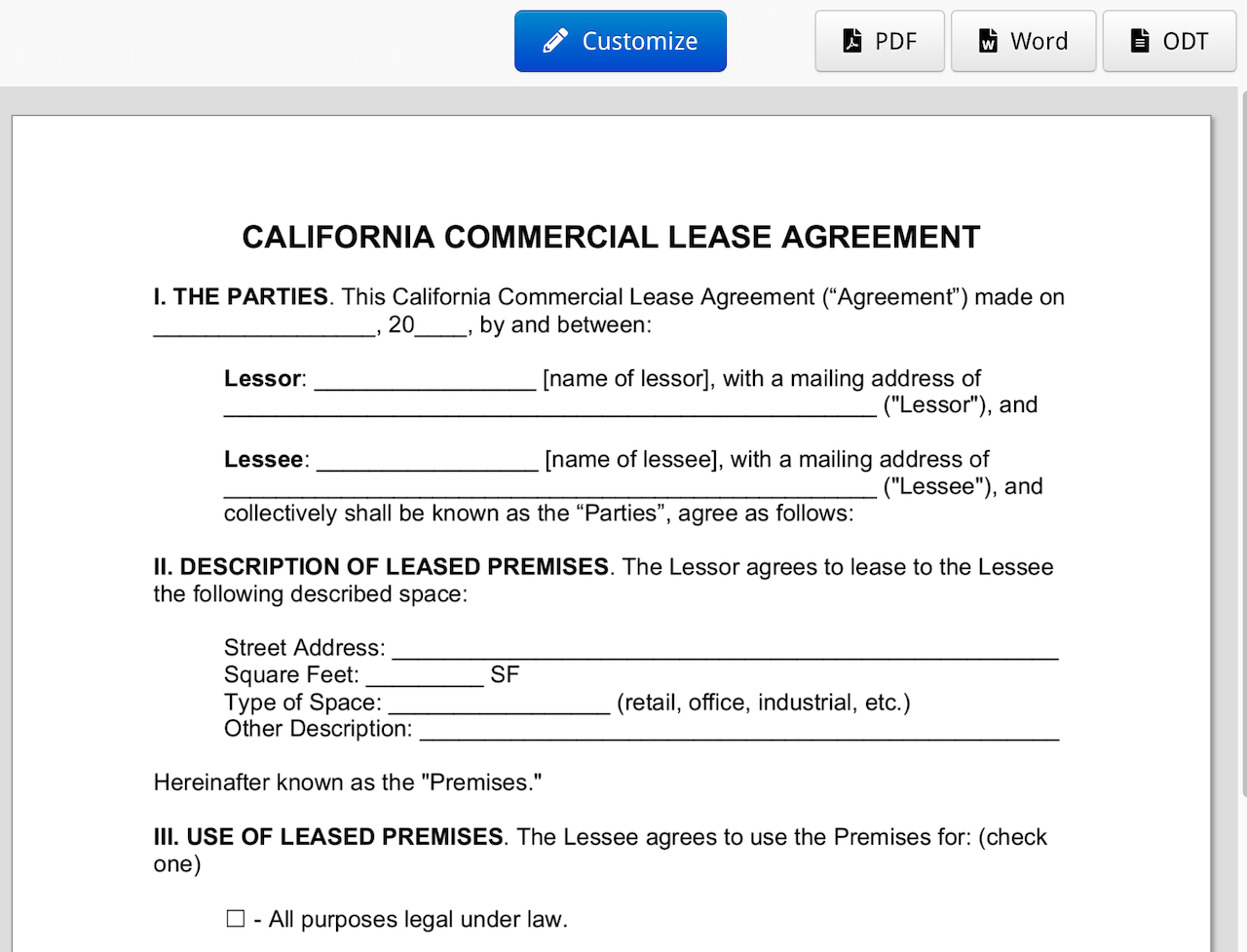 California Association of Realtors Commercial Lease Agreement Pdf